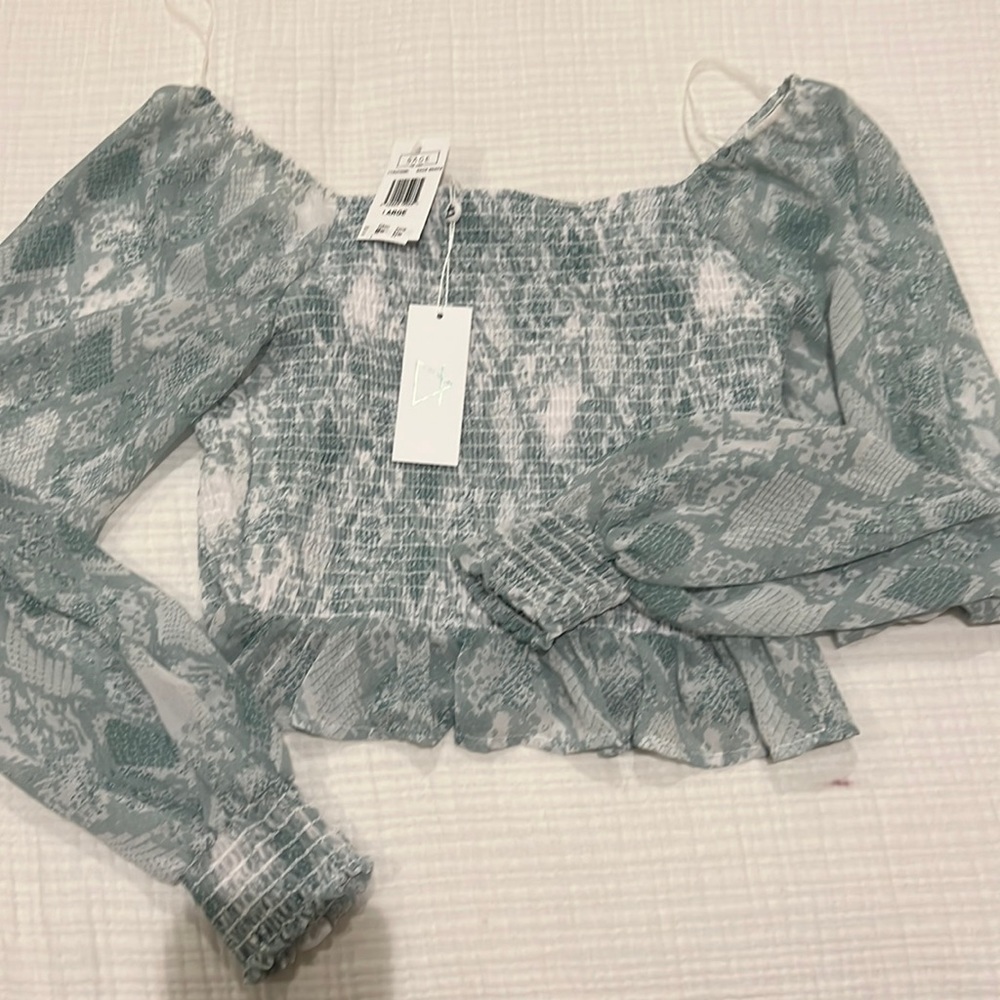 Aqua snake print square Neck top